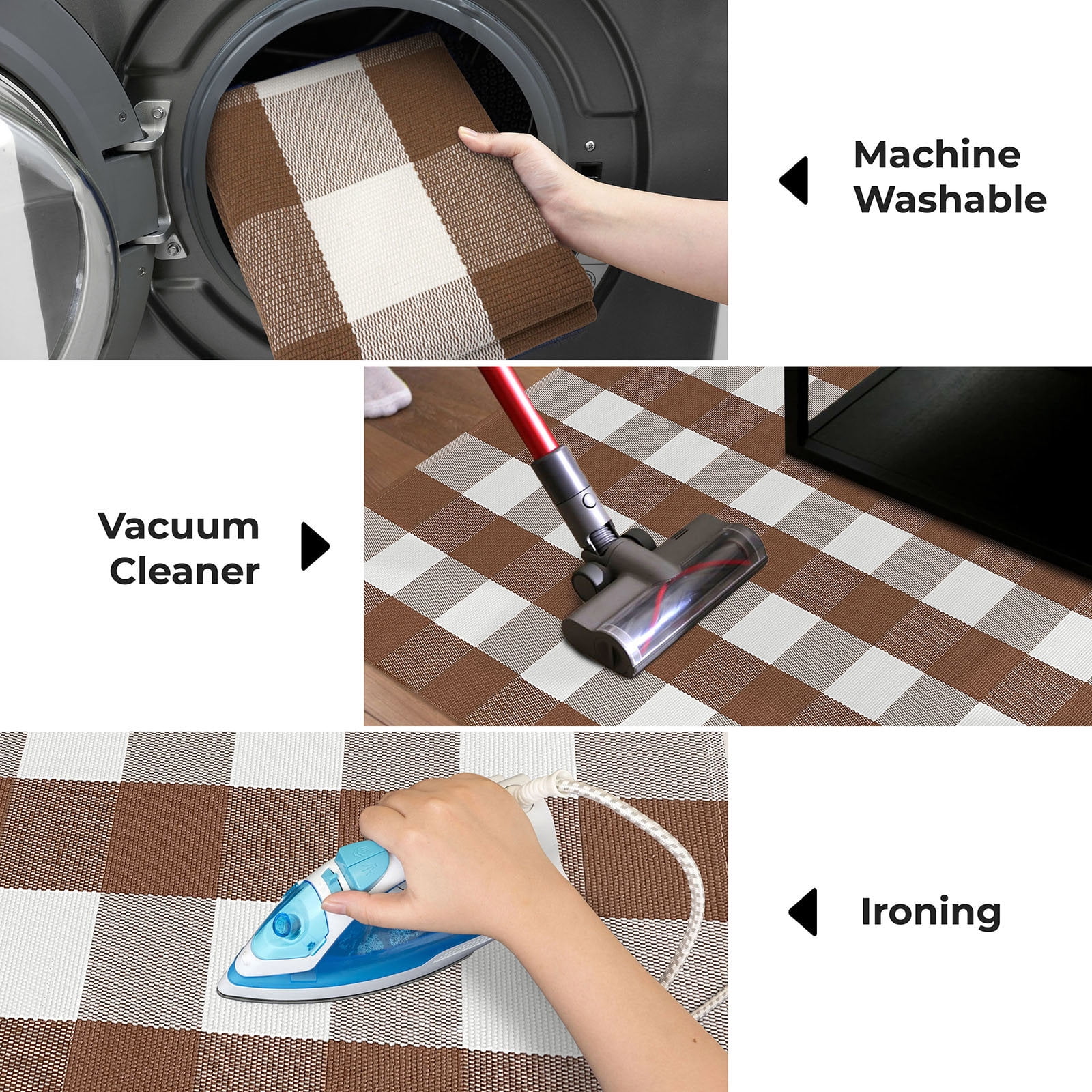 iOhouze Buffalo Plaid Outdoor Rugs Coffee and White 2.3'x3.6' Area Rug, Cotton Hand-Woven Washable Front Door Mat Indoor Outdoor Check Rugs for Front Porch Kitchen Entryway Patio Bathroom