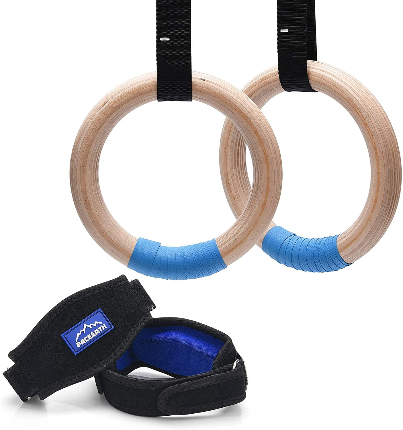 Wood Gymnastics Rings & Gymnastics Rings Elbow Brace for Home Gym Full