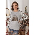 thumbnail image 3 of ABPHQTO Top de manga raglán con estampado de leopardo y árboles de Navidad grises para mujer, 3 of 5
