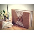 thumbnail image 2 of Rustic Wedding Guest Book Made of Burlap and Lace - Includes Matching Pen Holder and Silver Pen - 120 Lined Pages for Guest Thoughts - Comes in Gift Box (Burlap Bow with Pearl Center), 2 of 5