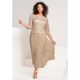 thumbnail image 2 of Roaman's Women's Plus Size Sequin Lace Three Quarter Sleeve A-Line Gown, 2 of 6