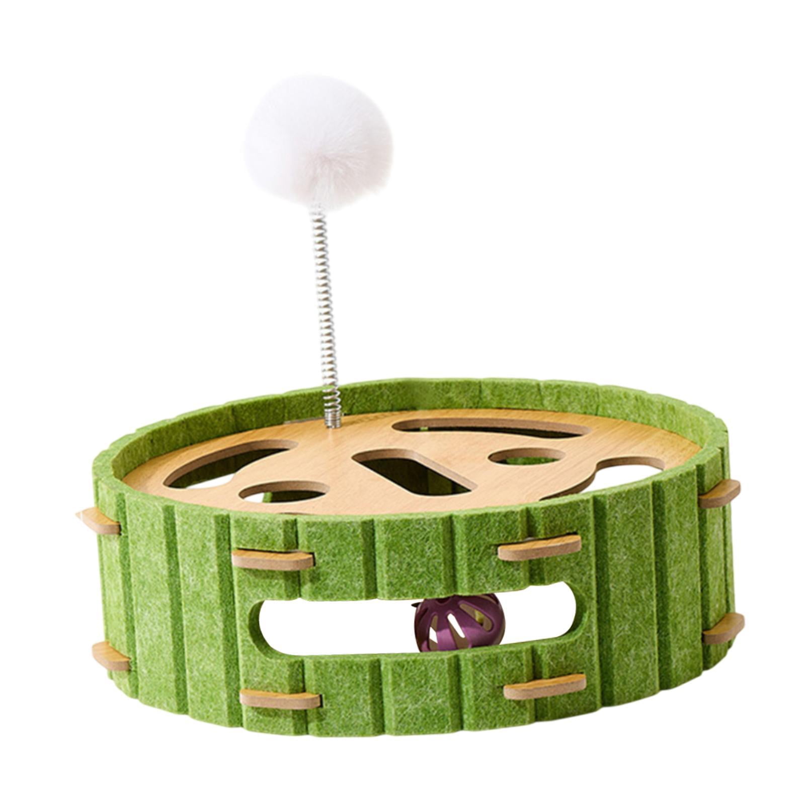 Serenable Cat Scratcher Toy with Interactive Balls Cat Scratching Board Accessory Puzzles Ball Track for Training Indoor Kitten Clawing Round