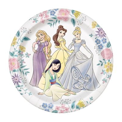 9" Disney Princess Party Floral Disposable Paper Dinner Plates – 8 Ct.