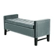 thumbnail image 3 of Inspired Home Megalan Velvet Storage Bench Button Tufted Silver Nailhead Trim Modern, Slate Blue, 3 of 8