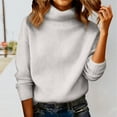 thumbnail image 2 of Comdrip Chandails Confortables pour Femmes Chandails Surdimensionnés Confortables en Tricot Col Rond Automne Chandail Tendance Tenues d'Automne Chandail Col Roulé Femmes, Blanc G, 2 of 5