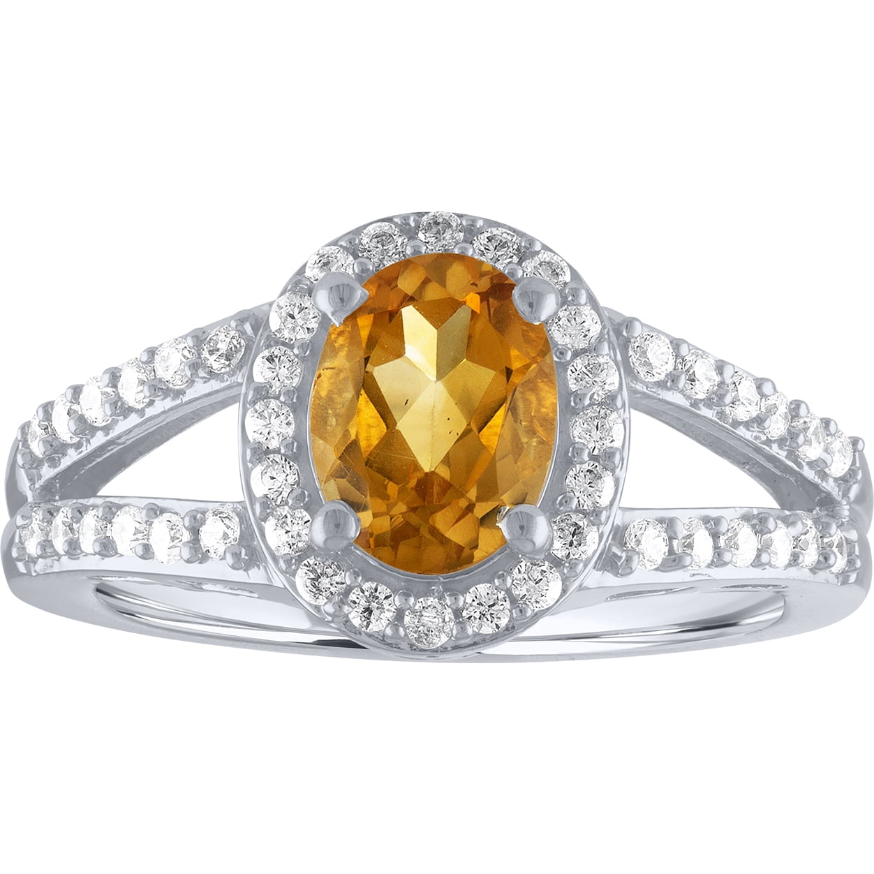 Brilliance Fine Jewelry Citrine and CZ Earring, Pendant and Ring, 3-Piece Set