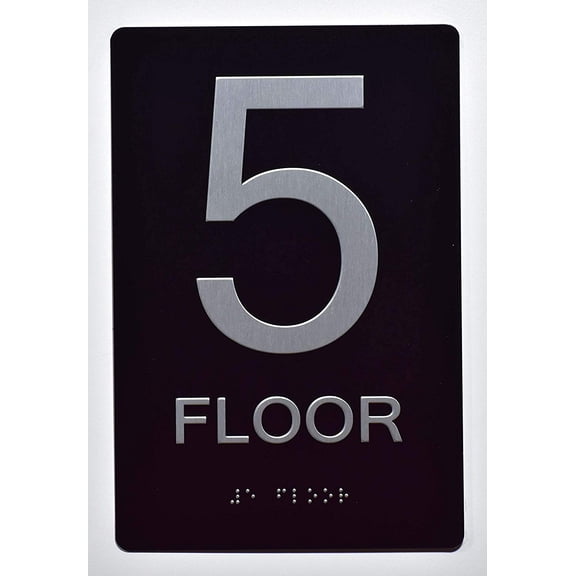 Floor Number Sign -5TH Floor Sign(Aluminium, Black/Silver,Size 6x9) The Sensation line
