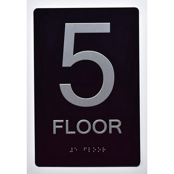 Floor Number Sign 5TH Floor Sign(Aluminium, Black/Silver,Size 6x9) The