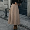 thumbnail image 3 of QHFBli Women Winter Skirt,Aline Long Fall Skirt with Pockets and High Elastic Wasit, 3 of 8