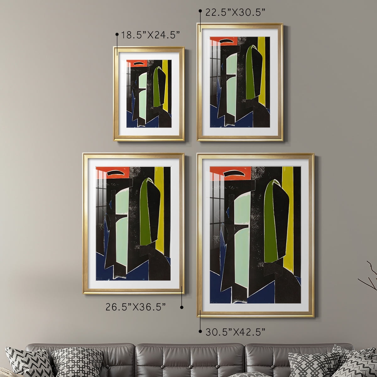 Wexford Home Spanish Arches Premium Framed Print, 30.5" x 42.5" - Ready to Hang, Gold (Set of 2)