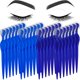 thumbnail image 1 of Mudder 28 piezas de cuchillas de afeitar para cejas, afeitadora, afeitadora, herramienta exfoliante multiusos, depilación facial para mujeres, regalo del día de San Valentín (azul real), 1 of 1