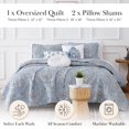 thumbnail image 2 of Southshore Fine LinensOversized 5-Piece Twin / Twin XL Quilt Bedding Set with two matching shams and three decorative throw pillows, oversized Paisley farmhouse bedspread Pure Melody Aqua, 2 of 8