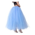 thumbnail image 3 of Seyurigaoka Women's Long Tulle Pleated Skirt Fluffy A-Line Mesh Maxi Skirts Princess Tulle Skirt Solid Color Adjust Tie Up Waist Bubble Long Skirt, 3 of 9