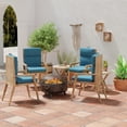 thumbnail image 3 of Jordan Manufacturing 44" x 22" Celosia Legion Blue Crosshatch Rectangular Outdoor Chair Cushion with Ties and Hanger Loop, 3 of 14