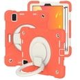 thumbnail image 2 of ELEHOLD Military Grade Shockproof Case For iPad mini (6th Generation), Heavy Duty Protection Ring Stand Cover, Adjustable Angel, Detachable Shoulder Strap, Pencil Holder, Coral Orange, 2 of 11