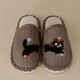 thumbnail image 2 of Winter Scuff Slippers for Women Men Funny Matching Cat Embroidery Corduroy Home Shoes Memory Foam Slip on Slides Coffee 8, 2 of 4