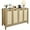 Natural Wood, variant on Rattan Sideboard Buffet Credenza Cabinet - Large Farmhouse Kitchen Coffee Bar Cabinet with 4 Rattan Door Storage for Entryway Living Room, 55" x 15" x 31.5" (Black)