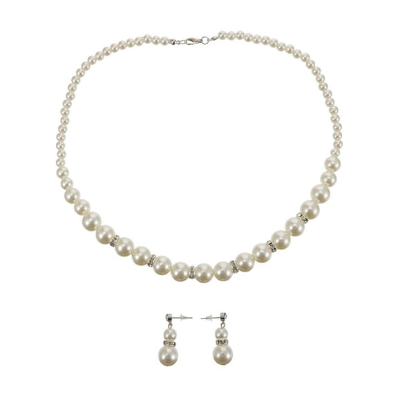 WORGEOUS Pearl Studs Locket Necklace and Earring Elegant Earrings Party Jewelry Set