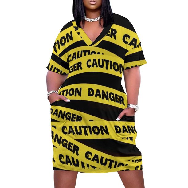 Cinta de precaución para mujer colgando vestido con bolsillo elegante vestido de verano