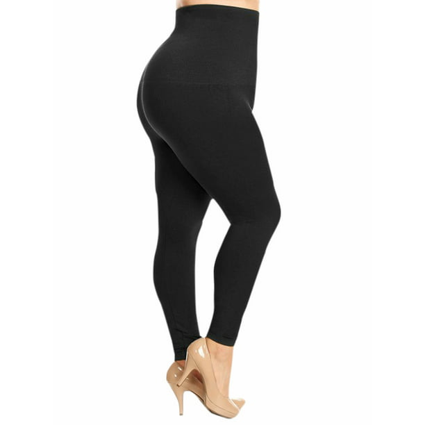 Black High Waist Compression Plus Size Leggings For Women - Walmart.com