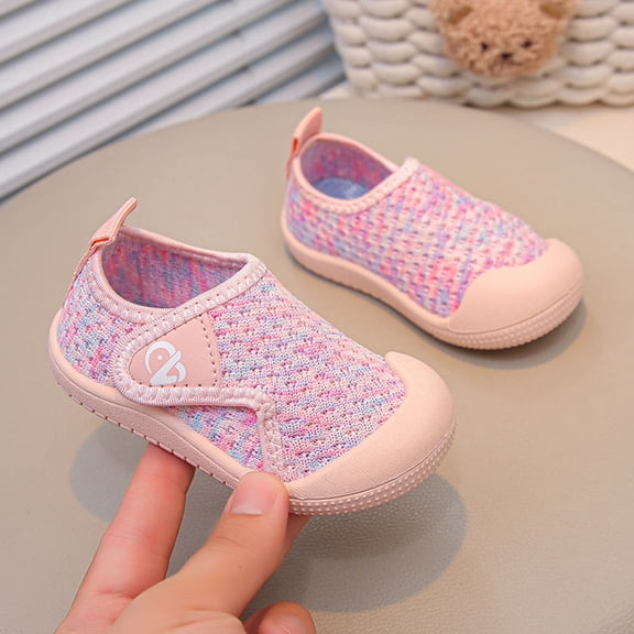 BRGZLK Baby First Walking Shoes 2026 Autumn Infant Sneakers Lightweight Breathable Hook Loop Soft Sole Non-Slip Toddler Walking Footwear Pink 2.5-3 Years