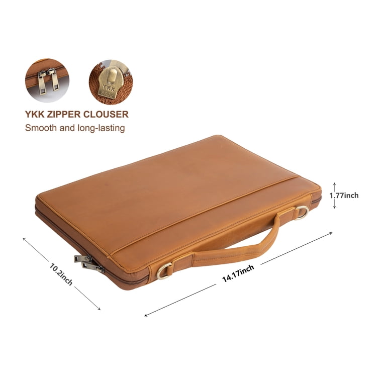 Preferred Nation The Reporter Vertical Leather Briefcase - Fits 15.4" Laptop, TSA Friendly, Flapover Design