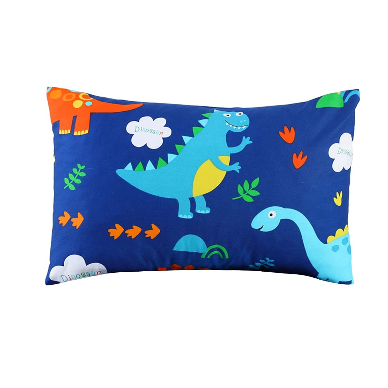 JISEN 100% Cotton Kids Toddler Pillowcase Envelope Fits Pillows Sized 12x16 or 13x18 for Boys and Girls Dinosaur