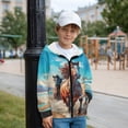 thumbnail image 2 of Uorisanigo Zip Up Hoodie Zipper Jackets for Boys and Girls Fall Winter Long Sleeve Western Horse Sweatshirt Pullover Tops Lightweight Kids Hoodies Shirts Clothes, 2 of 8