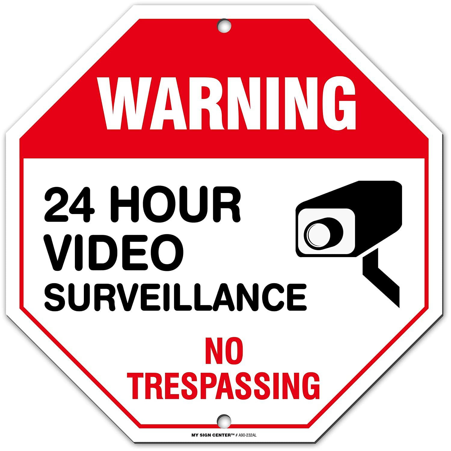 12" x 18" .040 THICK ALUM SIGN FREE SHIPPING 24 HOUR VIDEO SURVEILLANCE 