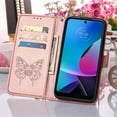 thumbnail image 7 of SaniMore Case for Motorola Moto G Power 2023 (6.5"), PU Leather Skin with Luxury Embossed Butterfly [Wrist Strap & Card Slots & Flip Kickstand] Full-body Shockproof Business Wallet Cover, Rosegold, 7 of 7
