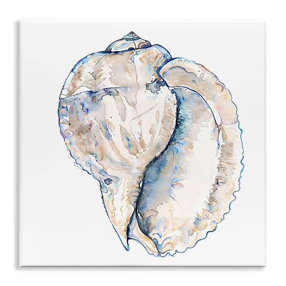 Stupell Industries Conch Shell on White Coastal Painting Unframed Art Print Wall Art, 12 x 12