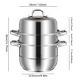 thumbnail image 2 of Yibooy 11inch 3 Tier Stainless Steel Steamer Pot w/ Lid & Handle Thick Food Steamer, 2 of 9