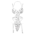 thumbnail image 5 of Gibobby conjunto de bragas Mujeres Sexy malla de encaje Floral bordado liga ligada Teddy Body con pierna anillo mujer Lencería ropa interior(Blanco, M), 5 of 5