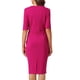 thumbnail image 3 of Vestido de tubo para mujer Inspire Chic con escote cuadrado, cierre en la parte posterior, mangas cortas, ideal para el trabajo, vestido midi lápiz XL en fucsia, 3 of 5