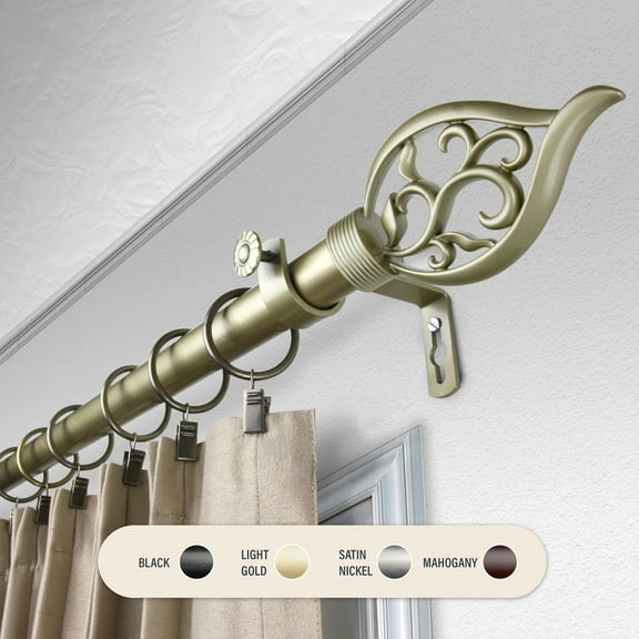 Domovina Clair 1" Curtain Rod-Color:Light Gold,Size:48-84"