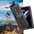 thumbnail image 6 of Compatible Samsung Galaxy Z Fold 4 Case Metal Silicone with Hinge,360°Full-Body Dual Layer Military Shockproof Dustproof Rugged Cover Case for Samsung Z Fold 4 5g Phone Case with Stand Men Black, 6 of 7