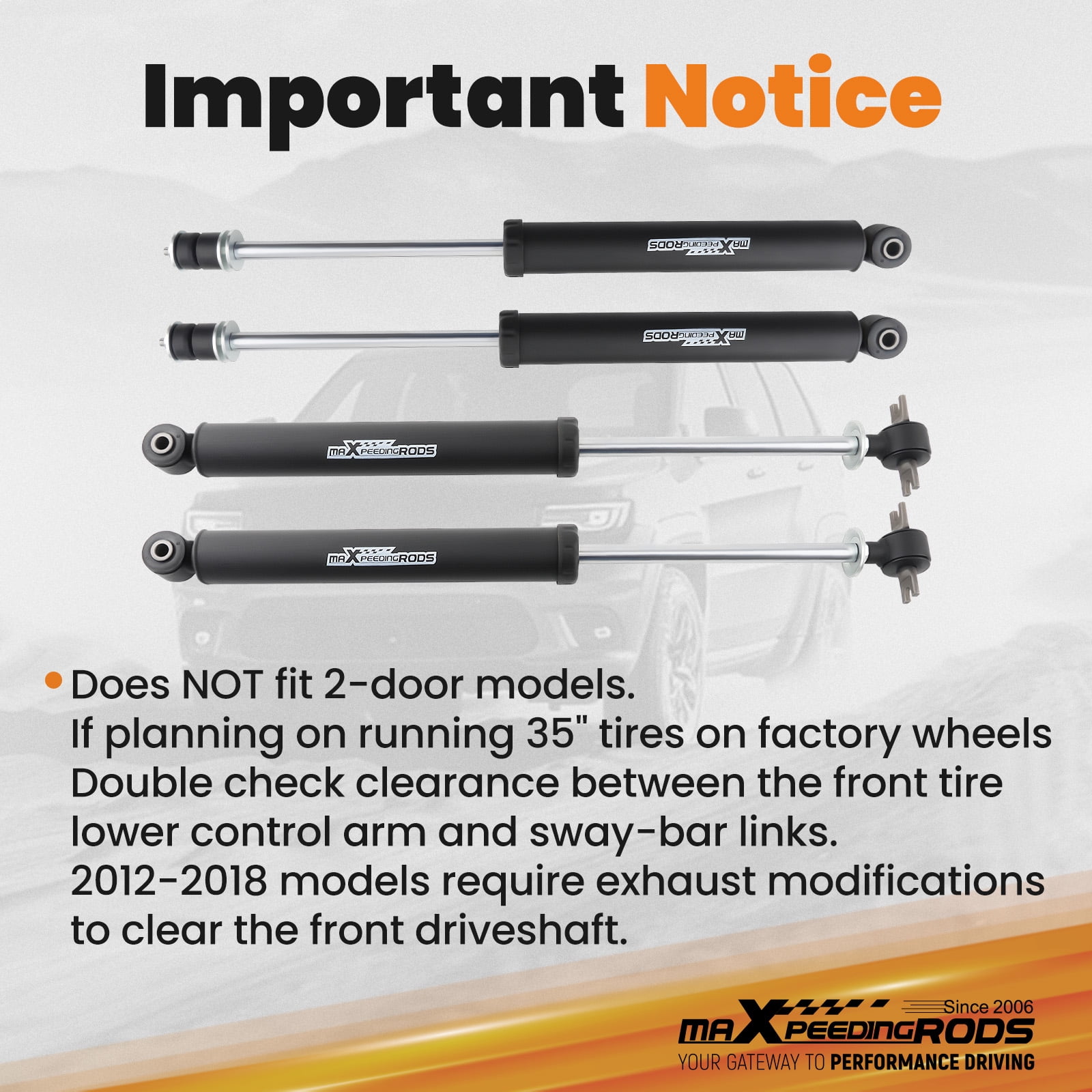 Maxpeedingrods 3.25" Lift Kit For Jeep Wrangler JK 4-Door 2007-2018 Coil Springs Shocks Bracket