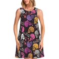 thumbnail image 1 of Balery Halloween Skeleton Vestidos de verano para mujer con estampado: vestido holgado sin mangas, vestido playero informal y cómodo para días calurosos., 1 of 7