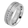 thumbnail image 2 of 8MM Comfort Fit Titanium Wedding Band Brushed Center Shiny Step Edge CZ Eternity Ring (Size 7 to 15), 2 of 2