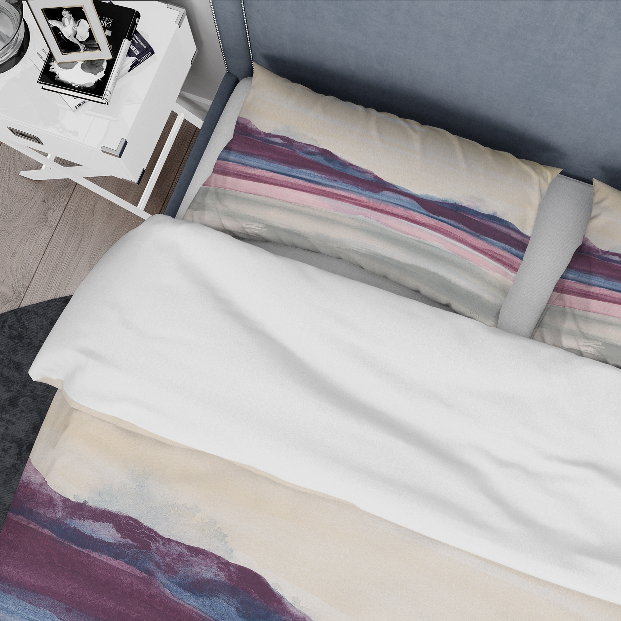 Designart 'Purple Rock landscape' Geometric Duvet Cover Set
