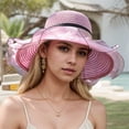 thumbnail image 2 of HNMKIU Elegant Women's Summer Beret Sun Hat with Wide Brim for Sophisticated Style and Purple,M, 2 of 4
