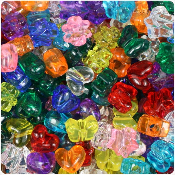 BeadTin Transparent Mix 13mm Novelty Mix Pony Beads (4oz)