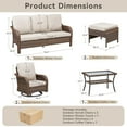 thumbnail image 7 of Unnifurnzi Outdoor Furniture-6 Pieces All Weather Wicker Patio Furniture Outdoor Swivel Chairs Set of 2 with Outdoor Couch Outdoor Patio Furniture Set for Porch Balcony Deck-Brown/Beige, 7 of 7