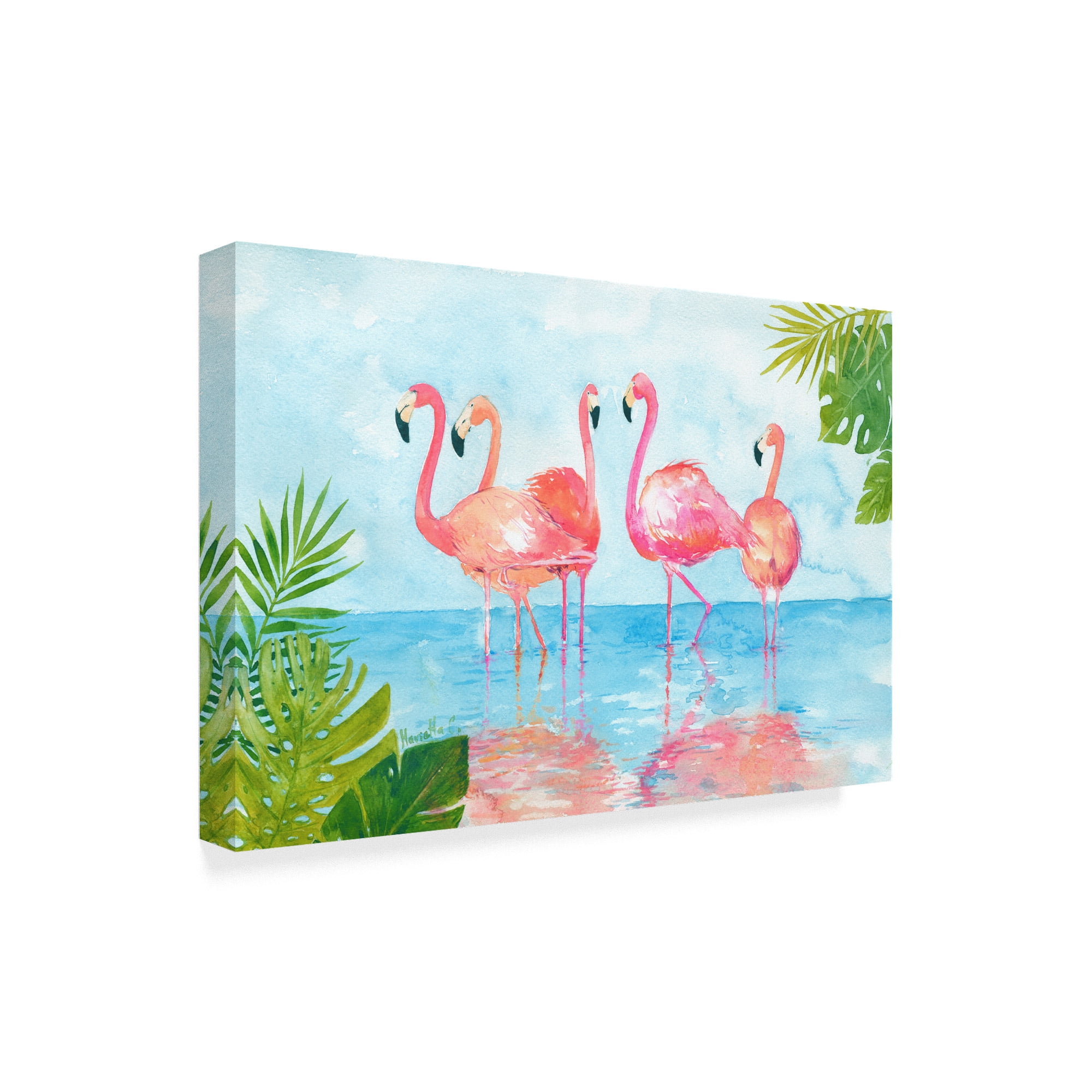 Trademark Fine Art 'Flamingos And Leaves' Canvas Art by Marietta Cohen Art And Design