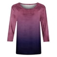 thumbnail image 3 of aidice T Shirts for Women Casual Round Neck 3/4 Raglan Sleeve Tops Comfy Fitting Gradient Color Shirts, 3 of 7