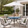 thumbnail image 2 of Round Outdoor Tablecloth with Umbrella Hole and Zipper, Navy Blue Ombre Stripe Tablecloth with Elastic Waterproof, Abstract Summer Beach Coastal Patio Table Covers for 45" - 54" Picnic Pool Tables, 2 of 9