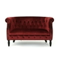 thumbnail image 2 of Noble House Myrna Tufted Chesterfield Velvet Loveseat, Garnet, 2 of 11