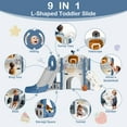thumbnail image 3 of YUFU 9 in 1 Toddler Slide Climber for Children, Indoor Kids Slide Playset with Corridor, Basketball Hoop, Climber Outdoor Slide Playset for Toddlers Age 1+, Blue Gray, 3 of 12