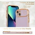 thumbnail image 2 of ZUKKASHAN Compatible with iPhone 13 Case for Girls Women, Cute Curly Wave Frame Shape Soft Silicone Case with Love Heart Pattern Camera Protection Golden Edging Shockproof Cover, 2 of 5