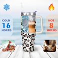 thumbnail image 4 of 40oz Fashion Leopard Pattern Stainless Steel Flip Straw Tumbler Spill Proof Travel Cup Double Wall Vacuum Insulated Coffee Mug with Top Handle, 4 of 6